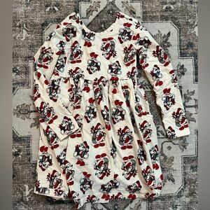 Hanna Andersson Kids Holiday Dress - White with Red and Black Print